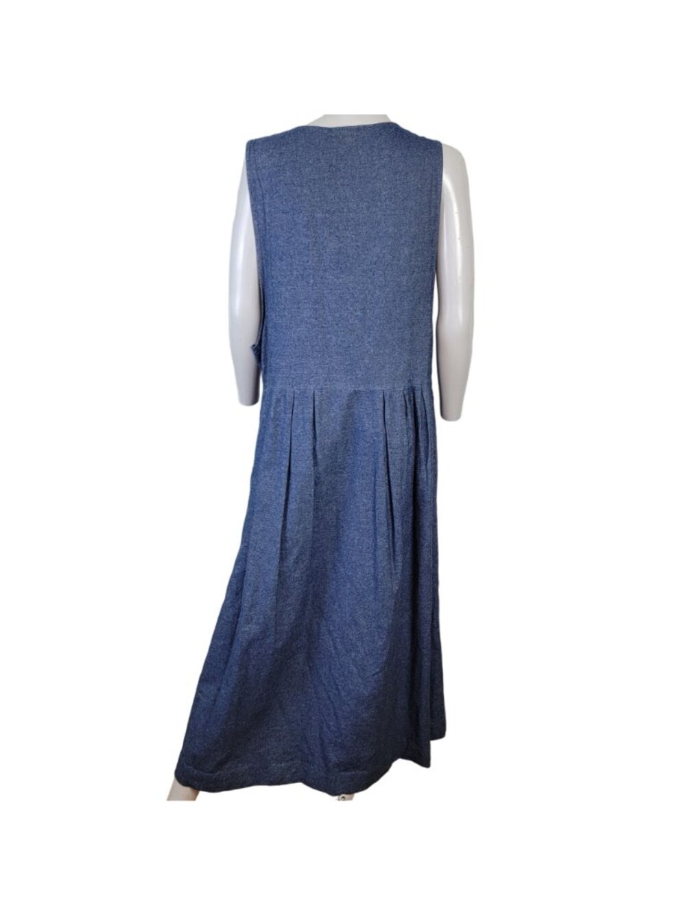 Vintage 90s Denim Maxi Dress Women Medium Scottie Dog Embroidered Teacher 8 10 M - Picture 4 of 15
